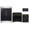 Forno 4-Piece Appliance Package - 36-Inch Dual Fuel Range, 60-Inch Convertible Refrigerator with Modern Trim, Dishwasher, and 30-Inch Microwave Drawer in Black with Antique Brass Handle