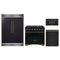 Forno 4-Piece Appliance Package - 36-Inch Dual Fuel Range, 60-Inch Convertible Refrigerator with Modern Grille Trim, Dishwasher, and 30-Inch Microwave Drawer in Black with Antique Brass Trim
