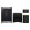 Forno 4-Piece Appliance Package - 36-Inch Dual Fuel Range, 60-Inch Convertible Refrigerator with Modern Grille Trim, Dishwasher, and 30-Inch Microwave Drawer in Black with Antique Brass Handle