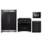 Forno 4-Piece Appliance Package - 36-Inch Dual Fuel Range, 60-Inch Convertible Refrigerator with Modern Grille Trim, Dishwasher, and 24-Inch Microwave Oven in Black with Antique Brass Handle