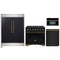 Forno 4-Piece Appliance Package - 36-Inch Dual Fuel Range, 60-Inch Convertible Refrigerator with Modern Trim, Dishwasher, and 30-Inch Microwave Oven in Black with Antique Brass Handle