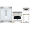 Forno 4-Piece Appliance Package - 36-Inch Dual Fuel Range, 60-Inch Refrigerator, Dishwasher, & 30-Inch Microwave Drawer in White with Antique Brass Handle