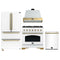 Forno Antico 4-Piece Appliance Package - 36-Inch Dual Fuel Range, 36-Inch Hood, 36-Inch Refrigerator, & 24-Inch Dishwasher in White with Antique Brass Trim