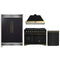 Forno 4-Piece Appliance Package - 48-Inch Dual Fuel Range, 60-Inch Convertible Refrigerator with Modern Grille Trim, Dishwasher, in Black with Antique Brass Handle