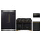 Forno 4-Piece Appliance Package - 48-Inch Dual Fuel Range, 60-Inch Convertible Refrigerator with Modern Grille Trim, Dishwasher, and 24-Inch Microwave Drawer in Black with Antique Brass Trim