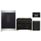 Forno 4-Piece Appliance Package - 48-Inch Dual Fuel Range, 60-Inch Convertible Refrigerator with Modern Trim, Dishwasher, and 30-Inch Microwave Oven in Black with Antique Brass Handle