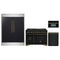 Forno 4-Piece Appliance Package - 48-Inch Dual Fuel Range, 60-Inch Convertible Refrigerator with Modern Trim, Dishwasher, and 30-Inch Microwave Oven in Black with Antique Brass Trim