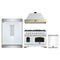 Forno 4-Piece Appliance Package - 48-Inch Dual Fuel Range, Wall Mount Range Hood, 60-Inch Refrigerator, Dishwasher in White with Antique Brass Trim