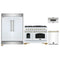 Forno 4-Piece Appliance Package - 48-Inch Dual Fuel Range, 60-Inch Refrigerator, Dishwasher, & 30-Inch Microwave Drawer in White with Antique Brass Handle