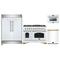 Forno 4-Piece Appliance Package - 48-Inch Dual Fuel Range, 60-Inch Refrigerator, Dishwasher, & 24-Inch Microwave Oven in White with Antique Brass Handle