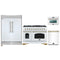 Forno 4-Piece Appliance Package - 48-Inch Antico Dual Fuel Range, 60-Inch Refrigerator, Dishwasher, & 24-Inch Microwave Oven in White with Antique Brass Handle