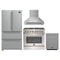 Forno 4-Piece Appliance Package - 36-Inch Dual Fuel Range, Wall Mount Range Hood, 36-Inch French Door Refrigerator, and Dishwasher in Stainless Steel
