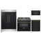 Forno 4-Piece Appliance Package - 36-Inch Dual Fuel Range, 60-Inch Convertible Refrigerator with Modern Trim, Dishwasher, and 30-Inch Microwave Drawer in Black with Antique Brass Handle