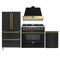 Forno Galiano 4-Piece Appliance Package - 36-Inch Dual Fuel Range, 36-Inch Hood, 36-Inch Refrigerator, & 24-Inch Dishwasher in Black with Antique Brass Trim