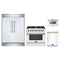 Forno 4-Piece Appliance Package - 36-Inch Dual Fuel Range, 60-Inch Refrigerator, Dishwasher, & 24-Inch Microwave Drawer in White with Antique Brass Trim