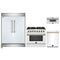 Forno 4-Piece Appliance Package - 36-Inch Dual Fuel Range, 60-Inch Refrigerator, Dishwasher, & 30-Inch Microwave Drawer in White with Antique Brass Handle