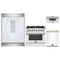Forno 4-Piece Appliance Package - 36-Inch Dual Fuel Range, 60-Inch Refrigerator, Dishwasher, & 30-Inch Microwave Drawer in White with Antique Brass Trim