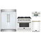 Forno 4-Piece Appliance Package - 36-Inch Dual Fuel Range, 60-Inch Refrigerator, Dishwasher, & 30-Inch Microwave Oven in White with Antique Brass Trim