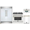 Forno 4-Piece Appliance Package - 36-Inch Dual Fuel Range, 60-Inch Refrigerator, Dishwasher, & 30-Inch Microwave Oven in White with Antique Brass Handle