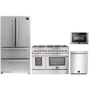 Forno 4-Piece Appliance Package - 48-Inch Dual Fuel Range, Refrigerator, 24-Inch Microwave Drawer, & 3-Rack Dishwasher in Stainless Steel