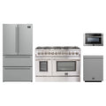 Forno 4-Piece Appliance Package - 48-Inch Dual Fuel Range, Refrigerator, 24-Inch Microwave Drawer, & 3-Rack Dishwasher in Stainless Steel