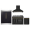 Forno 4-Piece Appliance Package - 48-Inch Dual Fuel Range, Wall Mount Range Hood, 60-Inch Built-In Convertible Refrigerator, and Dishwasher in Black with Antique Brass Trim