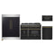Forno 4-Piece Appliance Package - 48-Inch Dual Fuel Range, 60-Inch Convertible Refrigerator with Modern Trim, Dishwasher, and 30-Inch Microwave Drawer in Black with Antique Brass Handle