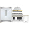 Forno 4-Piece Appliance Package - 48-Inch Dual Fuel Range, Wall Mount Range Hood, 60-Inch Refrigerator, Dishwasher in White with Antique Brass Handle