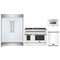 Forno 4-Piece Appliance Package - 48-Inch Dual Fuel Range, 60-Inch Refrigerator, Dishwasher, & 24-Inch Microwave Drawer in White with Antique Brass Handle