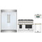 Forno 4-Piece Appliance Package - 48-Inch Dual Fuel Range, 60-Inch Refrigerator, Dishwasher, & 30-Inch Microwave Oven in White with Antique Brass Trim