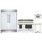 Forno 4-Piece Appliance Package - 48-Inch Dual Fuel Range, 60-Inch Refrigerator, Dishwasher, & 30-Inch Microwave Oven in White with Antique Brass Handle