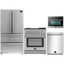 Forno 4-Piece Appliance Package - 30-Inch Dual Fuel Range with Air Fryer, Refrigerator, 24-Inch Microwave Oven, & 3-Rack Dishwasher in Stainless Steel