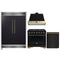 Forno 4-Piece Appliance Package - 36-Inch Gas Range, Wall Mount Range Hood, 60-Inch Convertible Refrigerator with Modern Grille Trim, and Dishwasher in Black with Antique Brass Handle