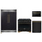 Forno 4-Piece Appliance Package - 36-Inch Gas Range, 60-Inch Convertible Refrigerator with Modern Grille Trim, Dishwasher, and 24-Inch Microwave Drawer in Black with Antique Brass Handle