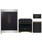 Forno 4-Piece Appliance Package - 36-Inch Gas Range, 60-Inch Convertible Refrigerator with Modern Trim, Dishwasher, and 30-Inch Microwave Drawer in Black with Antique Brass Handle