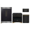 Forno 4-Piece Appliance Package - 36-Inch Gas Range, 60-Inch Convertible Refrigerator with Modern Grille Trim, Dishwasher, and 30-Inch Microwave Drawer in Black with Antique Brass Handle