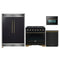 Forno 4-Piece Appliance Package - 36-Inch Gas Range, 60-Inch Convertible Refrigerator with Modern Grille Trim, Dishwasher, and 24-Inch Microwave Oven in Black with Antique Brass Handle