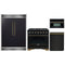 Forno 4-Piece Appliance Package - 36-Inch Gas Range, 60-Inch Convertible Refrigerator with Modern Grille Trim, Dishwasher, and 30-Inch Microwave Oven in Black with Antique Brass Trim