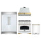 Forno 4-Piece Appliance Package - 36-Inch Gas Range, Wall Mount Range Hood, 60-Inch Refrigerator, Dishwasher in White with Antique Brass Trim