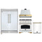 Forno 4-Piece Appliance Package - 36-Inch Antico Gas Range, Wall Mount Range Hood, 60-Inch Refrigerator, Dishwasher in White with Antique Brass Handle