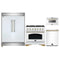 Forno 4-Piece Appliance Package - 36-Inch Gas Range, 60-Inch Refrigerator, Dishwasher, & 24-Inch Microwave Drawer in White with Antique Brass Handle