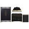 Forno 4-Piece Appliance Package - 48-Inch Gas Range, 60-Inch Convertible Refrigerator with Modern Grille Trim, Dishwasher, in Black with Antique Brass Handle
