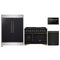 Forno 4-Piece Appliance Package - 48-Inch Gas Range, 60-Inch Convertible Refrigerator with Modern Trim, Dishwasher, and 24-Inch Microwave Drawer in Black with Antique Brass Handle