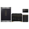Forno 4-Piece Appliance Package - 48-Inch Gas Range, 60-Inch Convertible Refrigerator with Modern Grille Trim, Dishwasher, and 24-Inch Microwave Drawer in Black with Antique Brass Trim