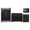 Forno 4-Piece Appliance Package - 48-Inch Gas Range, 60-Inch Convertible Refrigerator with Modern Grille Trim, Dishwasher, and 24-Inch Microwave Oven in Black with Antique Brass Handle