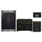 Forno 4-Piece Appliance Package - 48-Inch Gas Range, 60-Inch Convertible Refrigerator with Modern Grille Trim, Dishwasher, and 30-Inch Microwave Oven in Black with Antique Brass Trim