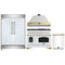 Forno 4-Piece Appliance Package - 48-Inch Gas Range, Wall Mount Range Hood, 60-Inch Refrigerator, Dishwasher in White with Antique Brass Handle