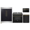 Forno 4-Piece Appliance Package - 36-Inch Gas Range, 60-Inch Convertible Refrigerator with Modern Trim, Dishwasher, and 24-Inch Microwave Drawer in Black with Antique Brass Handle