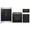Forno 4-Piece Appliance Package - 36-Inch Gas Range, 60-Inch Convertible Refrigerator with Modern Trim, Dishwasher, and 30-Inch Microwave Drawer in Black with Antique Brass Handle