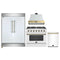 Forno 4-Piece Appliance Package - 36-Inch Gas Range, Wall Mount Range Hood, 60-Inch Refrigerator, Dishwasher in White with Antique Brass Handle